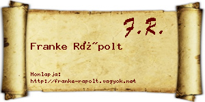 Franke Rápolt névjegykártya